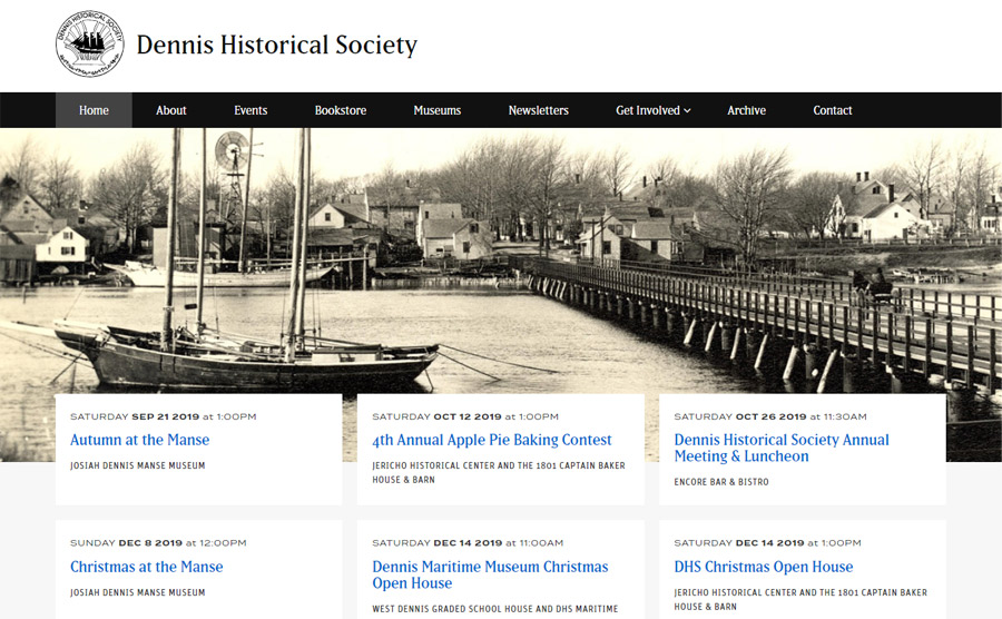 Redesigned Dennis Historical Society home page
